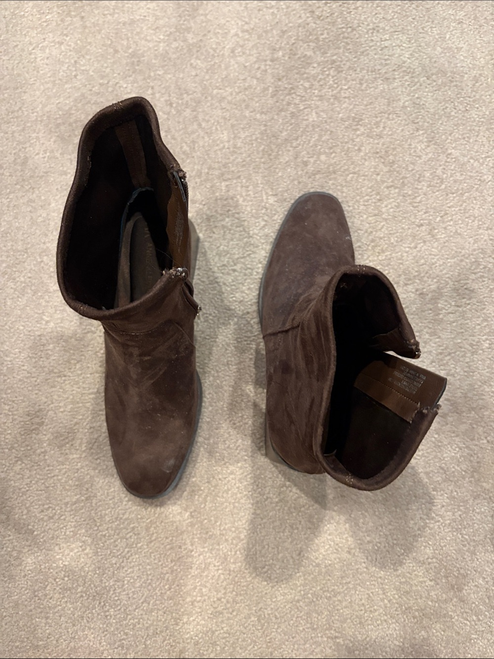 Anne Klein Dark Brown Suede Ankle Booties